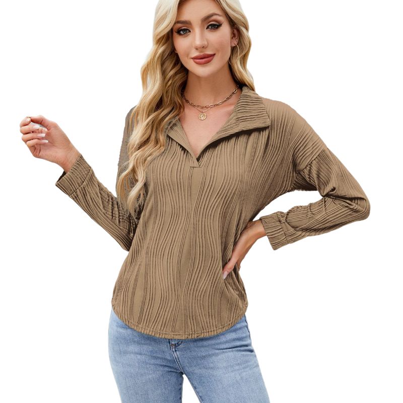 BLWOENS - Polera de manga larga para mujers - Marrón