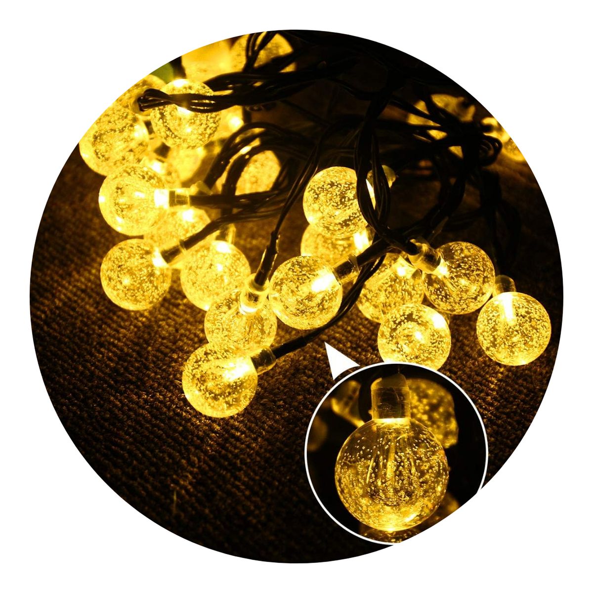 FLIPEREX - Guirnalda Solar Esfera Bolitas Luces Led Decoracion Jardin