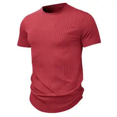 BLWOENS - Polera de manga corta de verano para hombres - Rojo_.