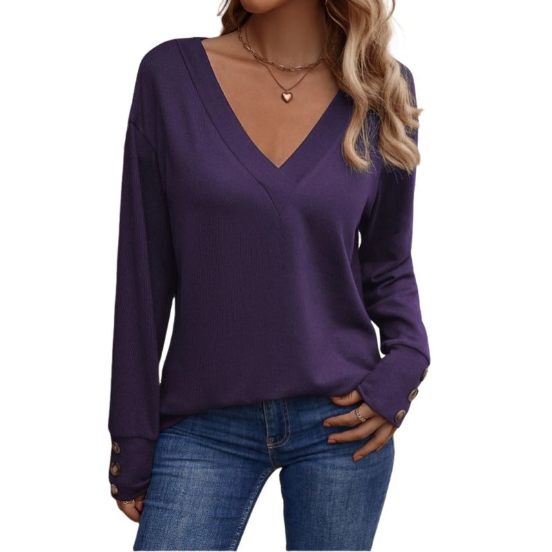BLWOENS - Polera de manga larga para mujeres - Violeta