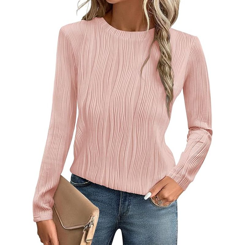 BLWOENS - Polera de manga larga para mujeres - Rosa_.