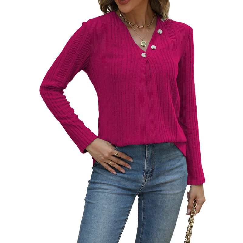BLWOENS - Polera de manga larga para mujeres - Rosa