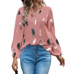 BLWOENS - Polera de manga larga para mujeres - Rosa