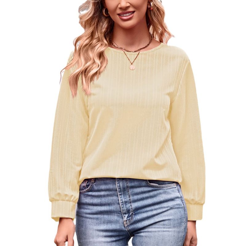 BLWOENS - Polera de manga larga para mujeres - Amarillo_.