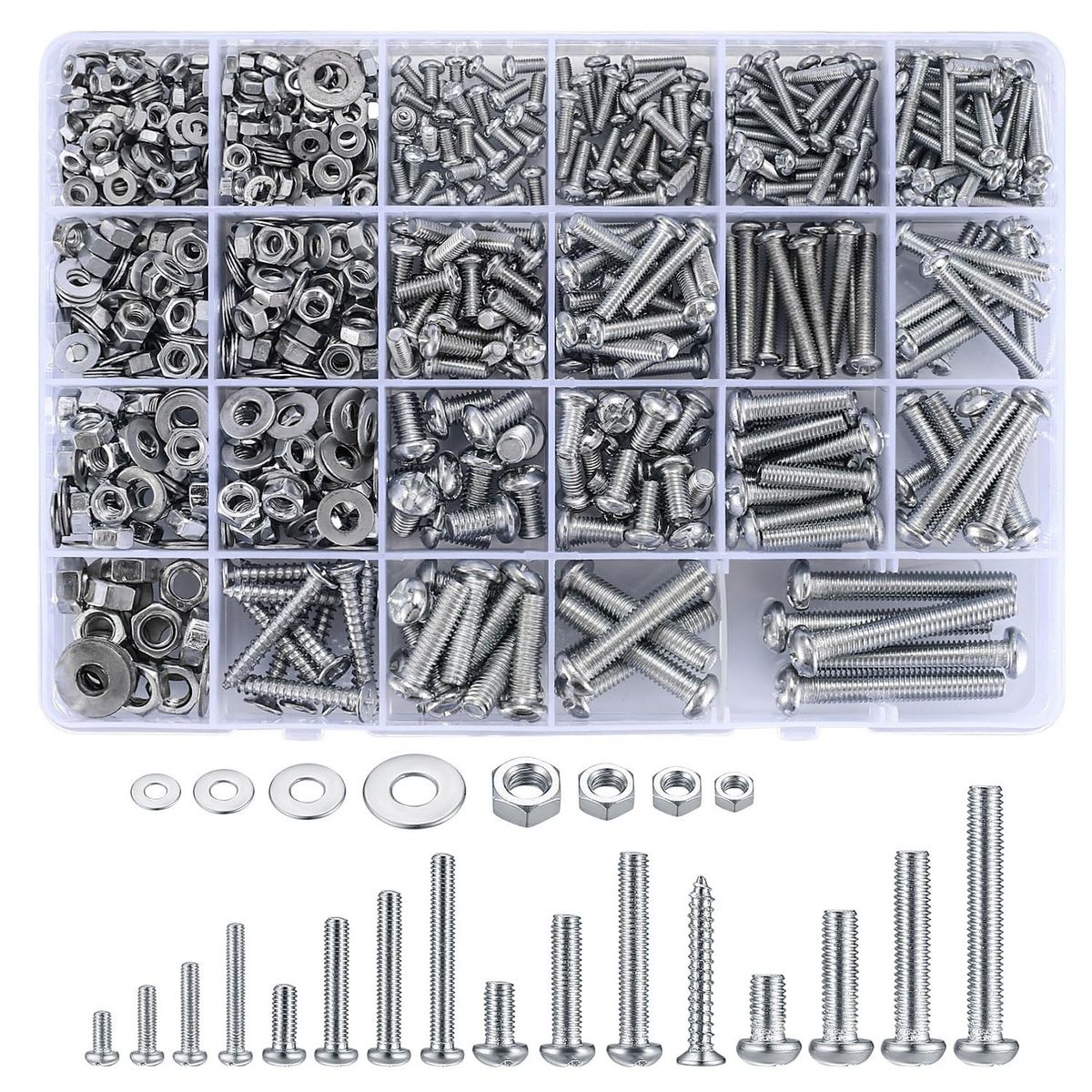 KUANGYE - Kit Surtido De 1059 Piezas De Tornillos, Pernos Y Tuercas
