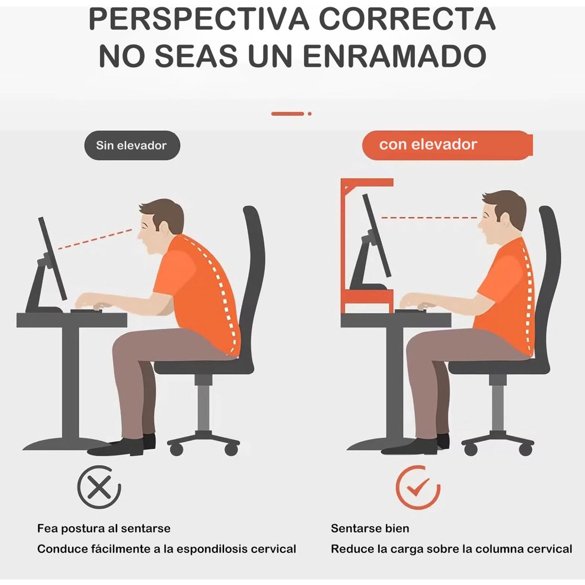 EVERSO - Elevador De Monitor Organizador De Escritorio 2 Niveles Soporte De Monitor Para
