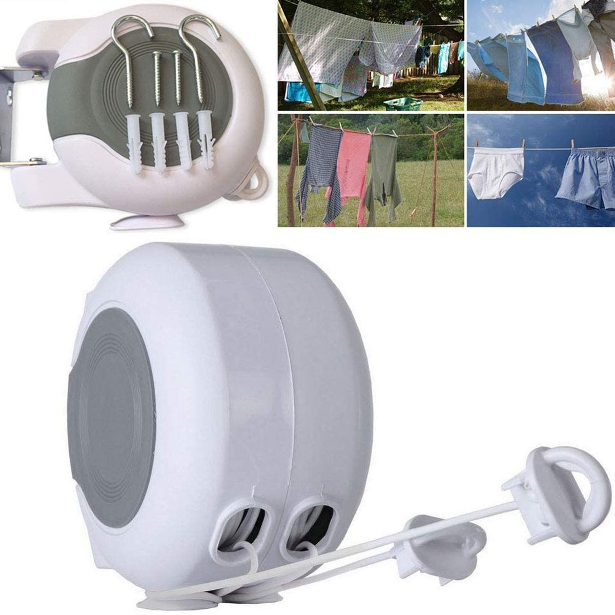 PUREPOWER - Tendedero RetráCtil Para Tender La Ropa Tendedero-Gris