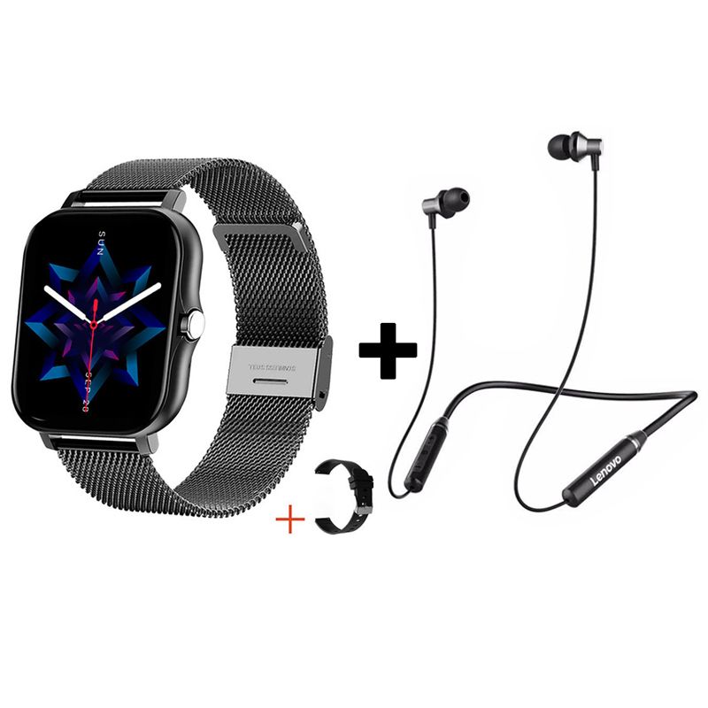 LENOVO - Audífonos Bluetooth Lenovo HE05 y Reloj Inteligente Y13 - Negro