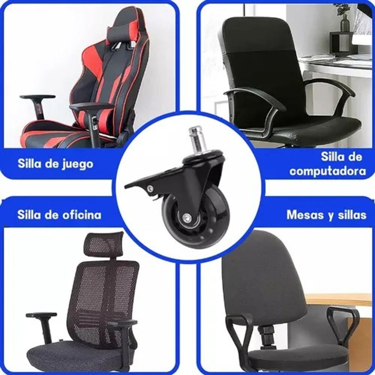 GENERICO - Juego De Ruedas Para Mesa Y Silla Con Freno 5 Pcs Universale.