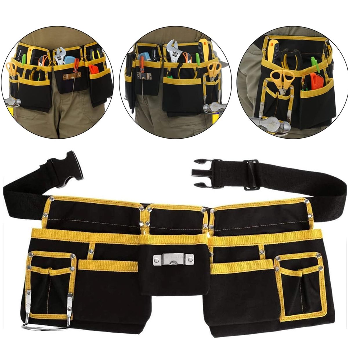 EDWINAYY - Coleto Cinturón Carpintero Portaherramientas Doble De Cuero