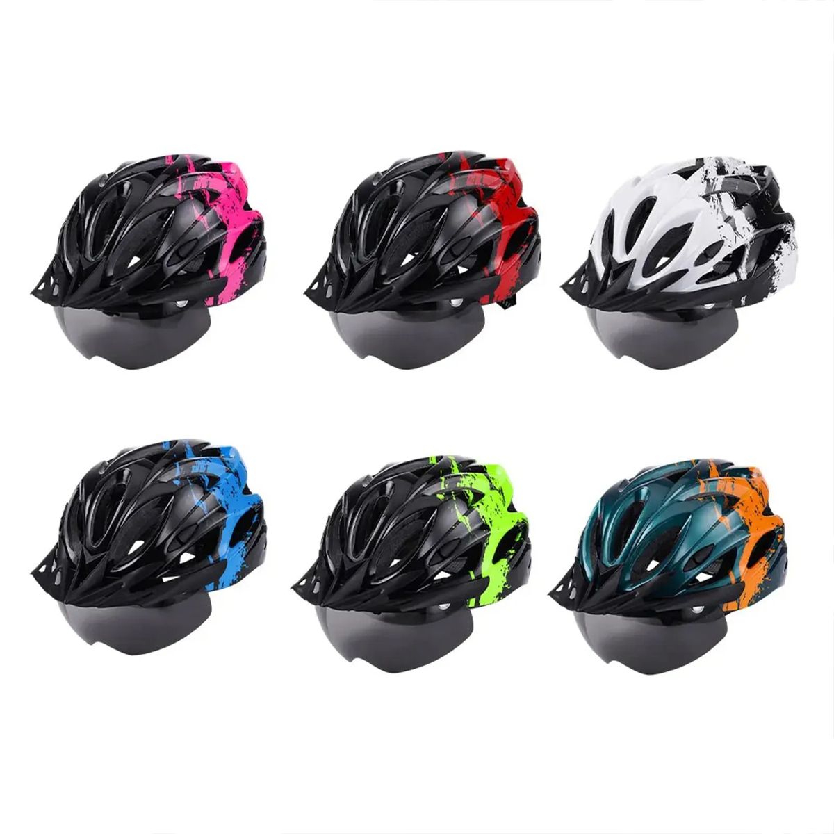 PUREPOWER - Casco De Bicicleta Con Luz Y Gafas Magnéticas-Negro Y Verde