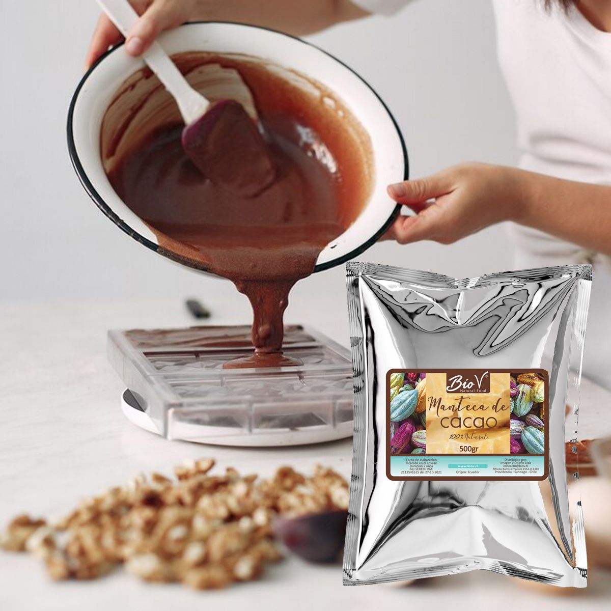 BIOV - Manteca De Cacao Pura 500g 100% Natural Bio V