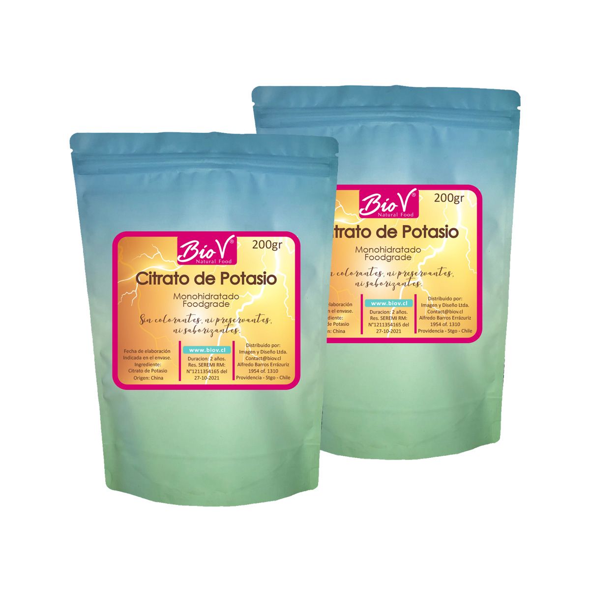 BIOV - Citrato De Potasio 400g Monohidratado GradoAliment Bio V