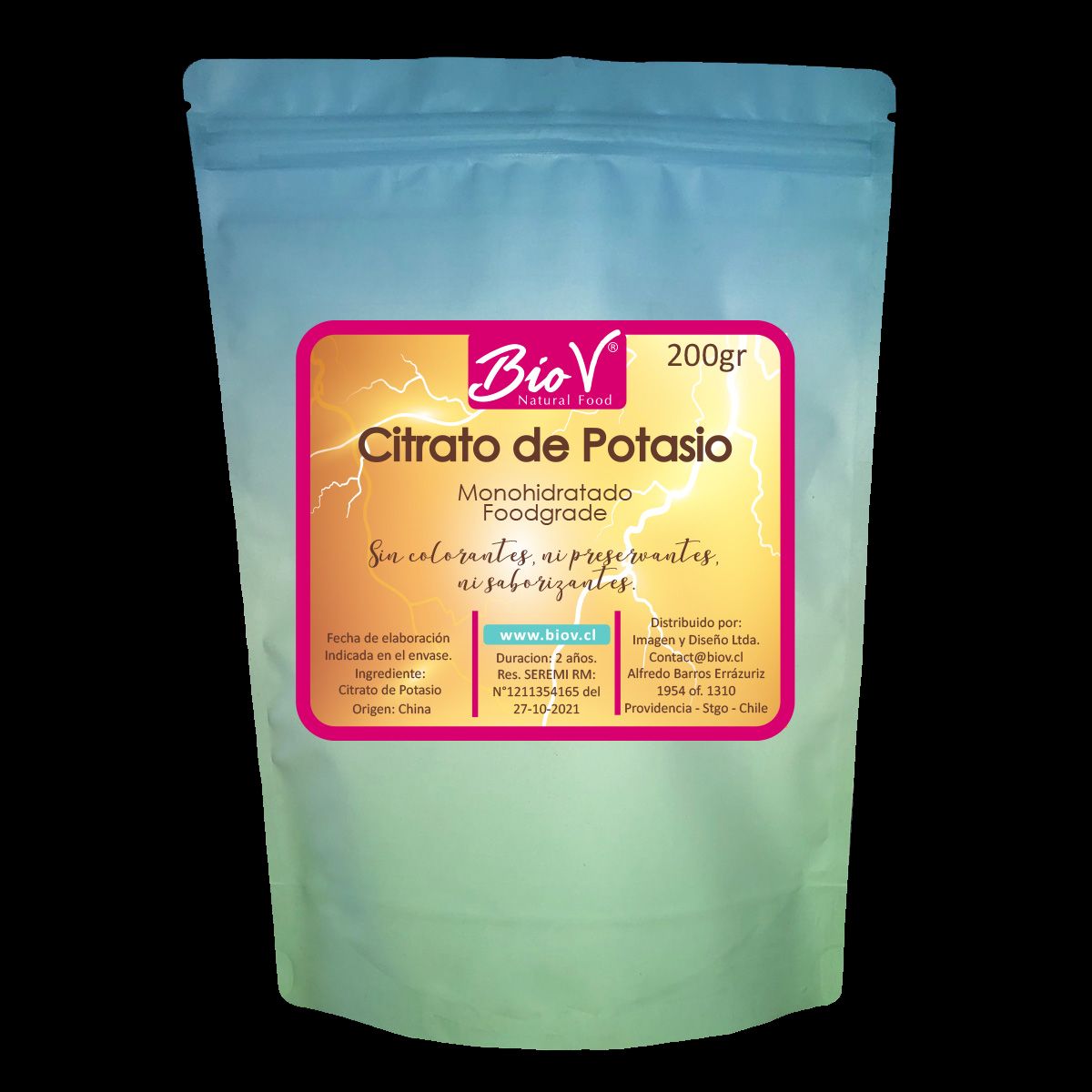 BIOV - Citrato De Potasio 1kg Monohidratado GradoAlimenticio Bio V