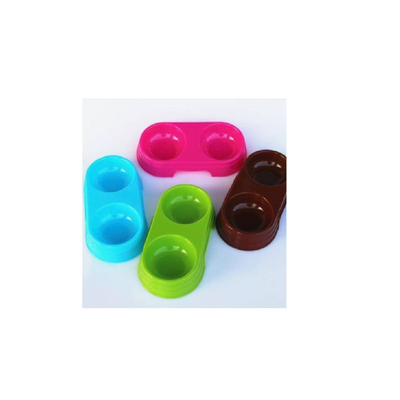 GENERICO - Pack 5 Plato Doble alimento mascotas Colores