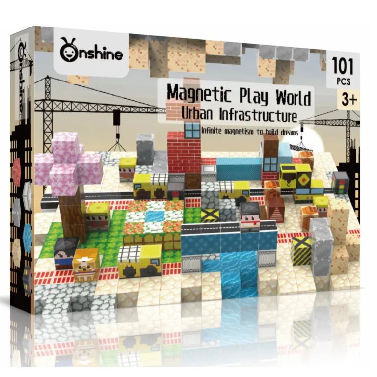 MUNDO MAGNETICO CONSTRUCCION URBANA 101 PIEZAS TIPO MINECRAFT