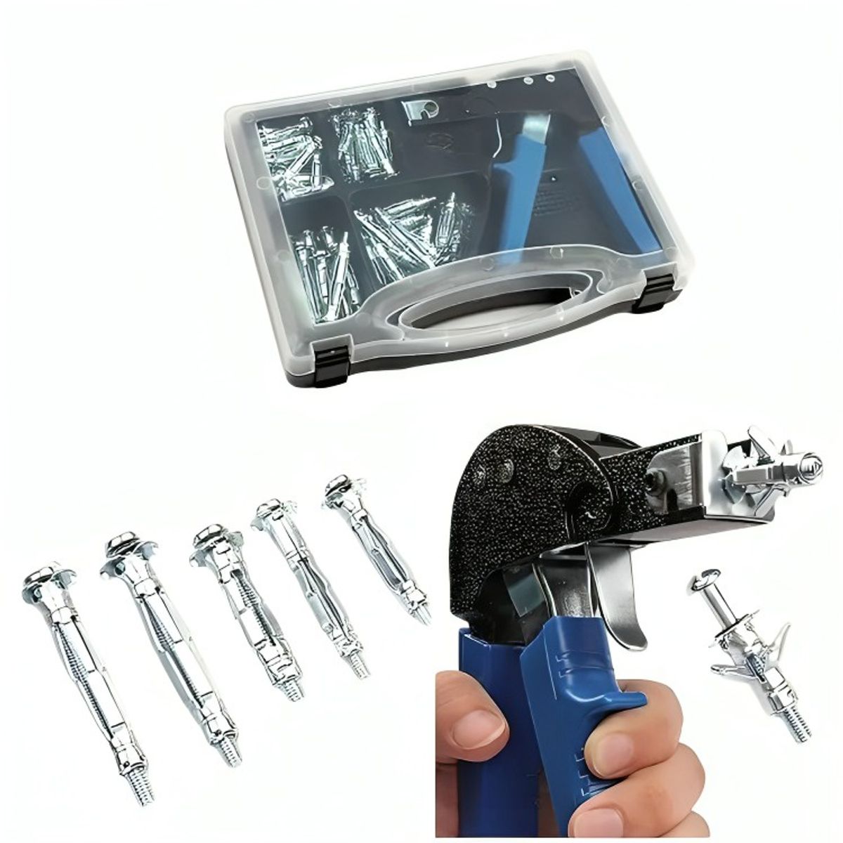 GENERICO - Herramienta Pistola Anclaje Pared Hueca Tarugo Araña 72pcs