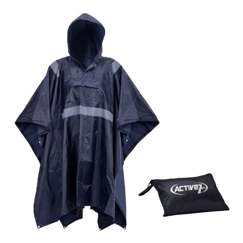 GENERICO - Poncho o Capa PVC Azul Con Cinta Reflectante