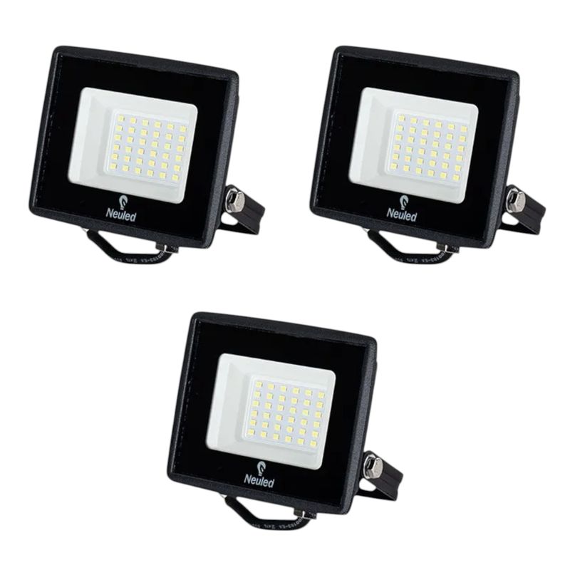 WANT - 3 Proyectores De Área Led Ecostreet 50W Luz Cálida