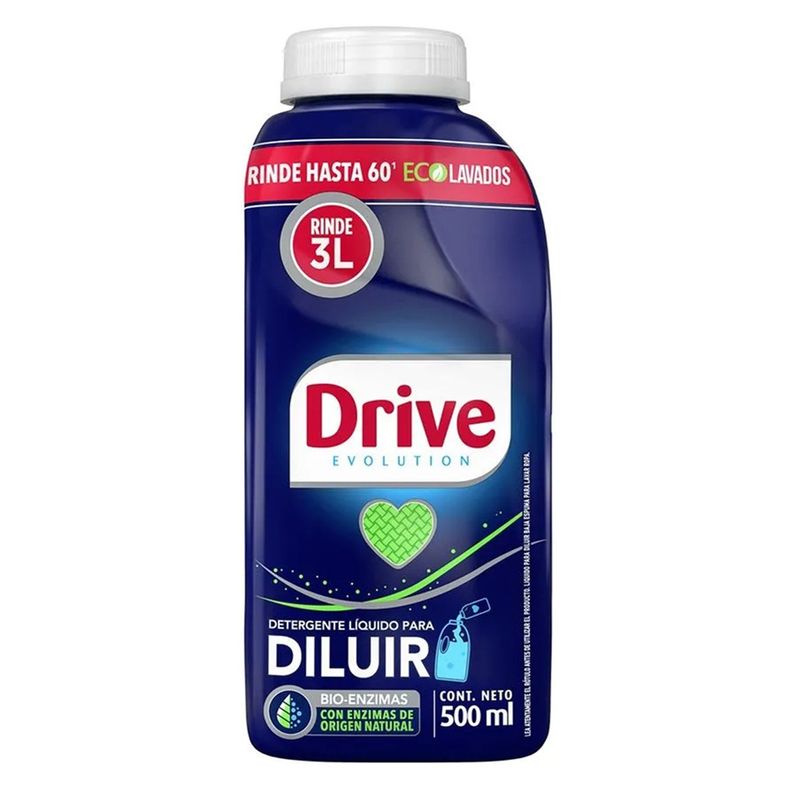 DRIVE - Detergente Drive Líquido Para Diluir 500ml Hasta 60 Lavados
