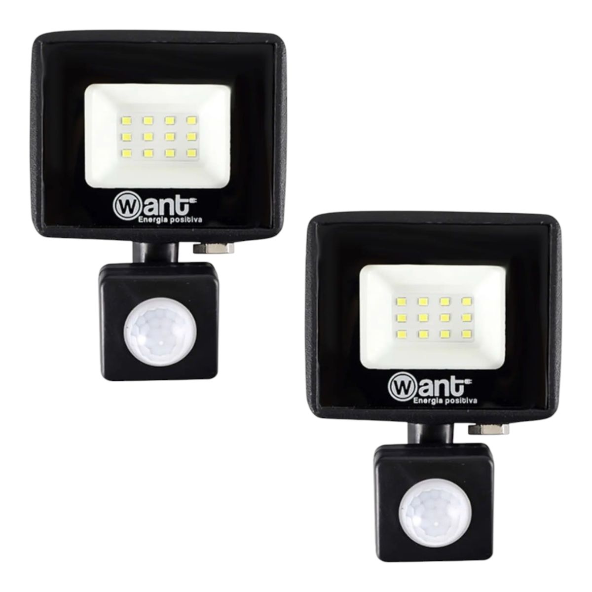 WANT - 2 Proyectores De Área Led Thin Light 10W con Sensor de Movimiento Luz Fría