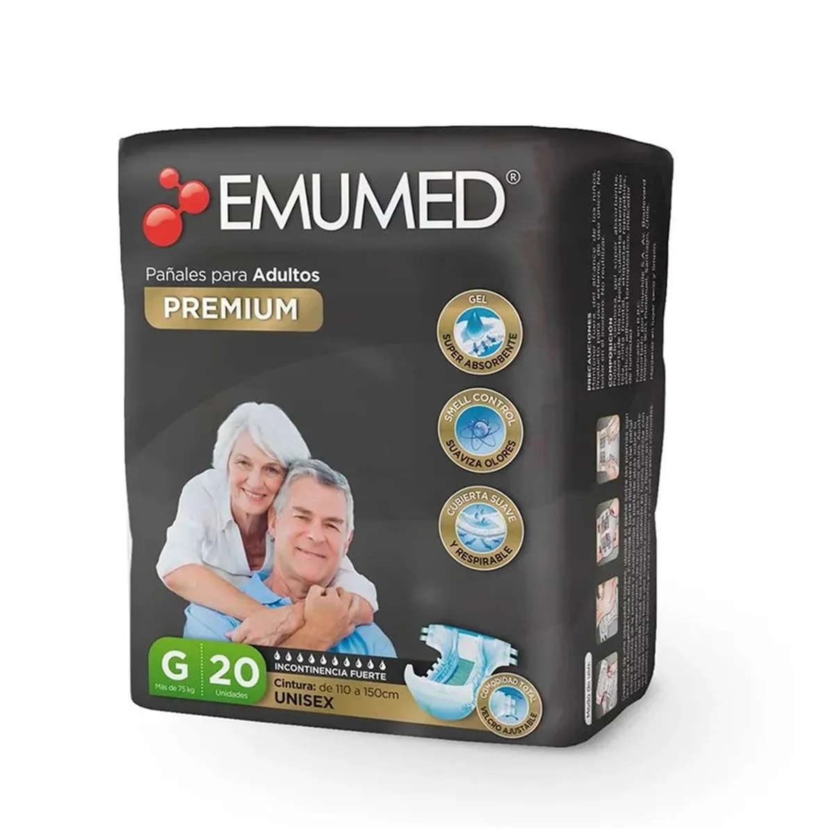 EMUMED - Pañales Para Adultos Emumed Premium Tamaño Grande 20unid