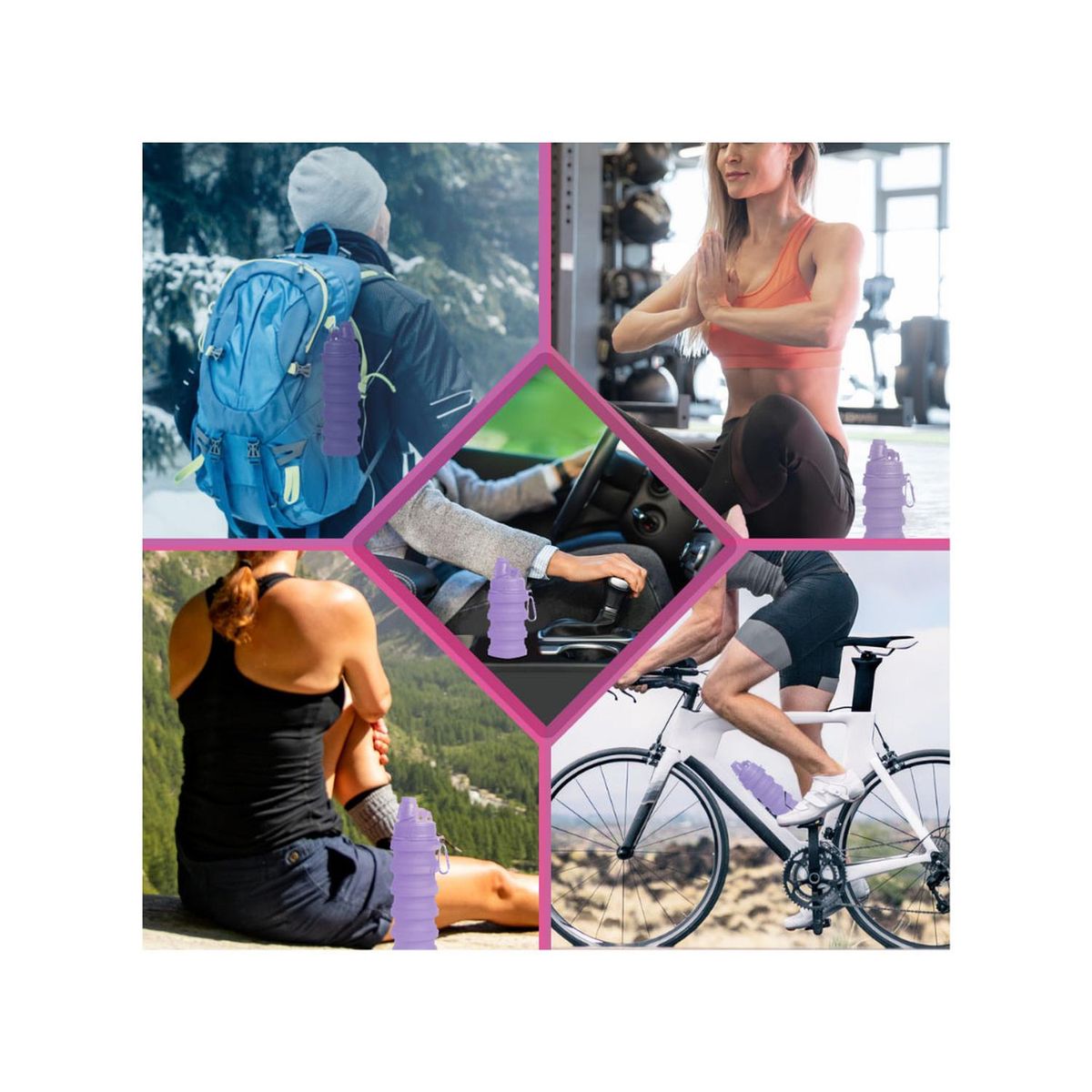 PRO OUTDOOR - Botella Plegable Morada 500 Ml Pro Outdoor