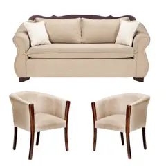 SITIAL HOME - Juego de Living 311 Afgano Beige,sofa 3 c resortes + 2 sitiales madera