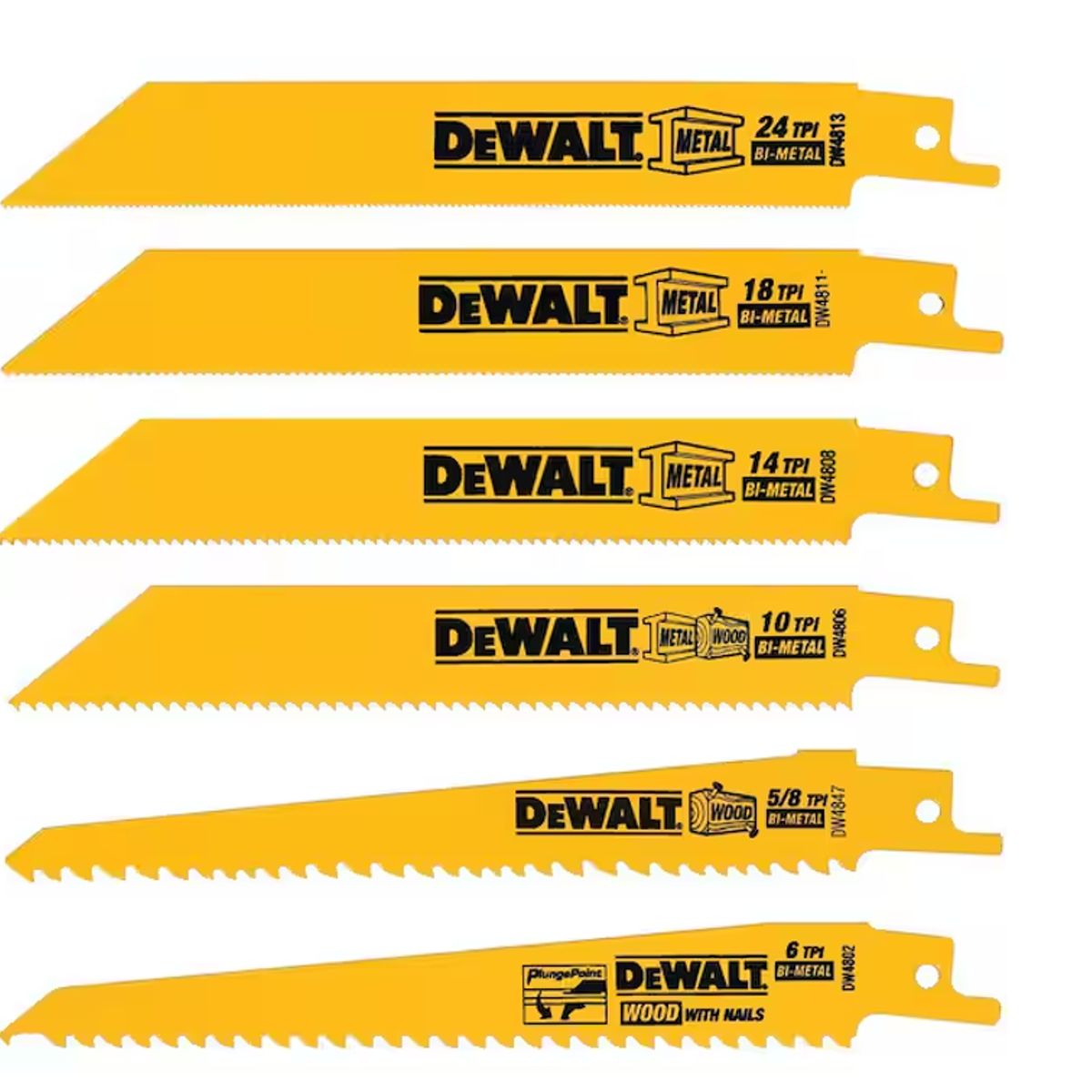 DEWALT - Dewalt 6 Hojas Para Sierra Sable Metal/madera Dw4856 -e.o.