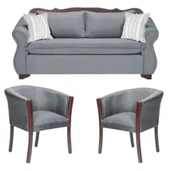 SITIAL HOME - Juego de Living 311 Afgano Gris,sofa 3 c resortes + 2 sitiales madera