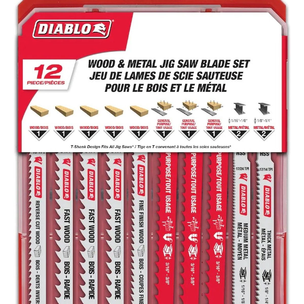 DIABLO - Hojas De Sierra Caladora, Vástago En T(12 Uni) Diablo- Eo