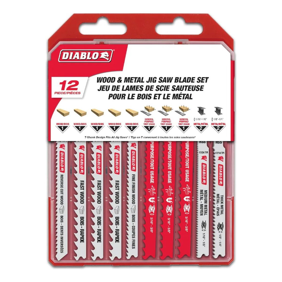 DIABLO - Hojas De Sierra Caladora, Vástago En T(12 Uni) Diablo- Eo