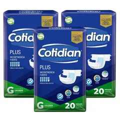 COTIDIAN - Pack X3 Pañales De Adulto Plus Tamaño Grande 20unid