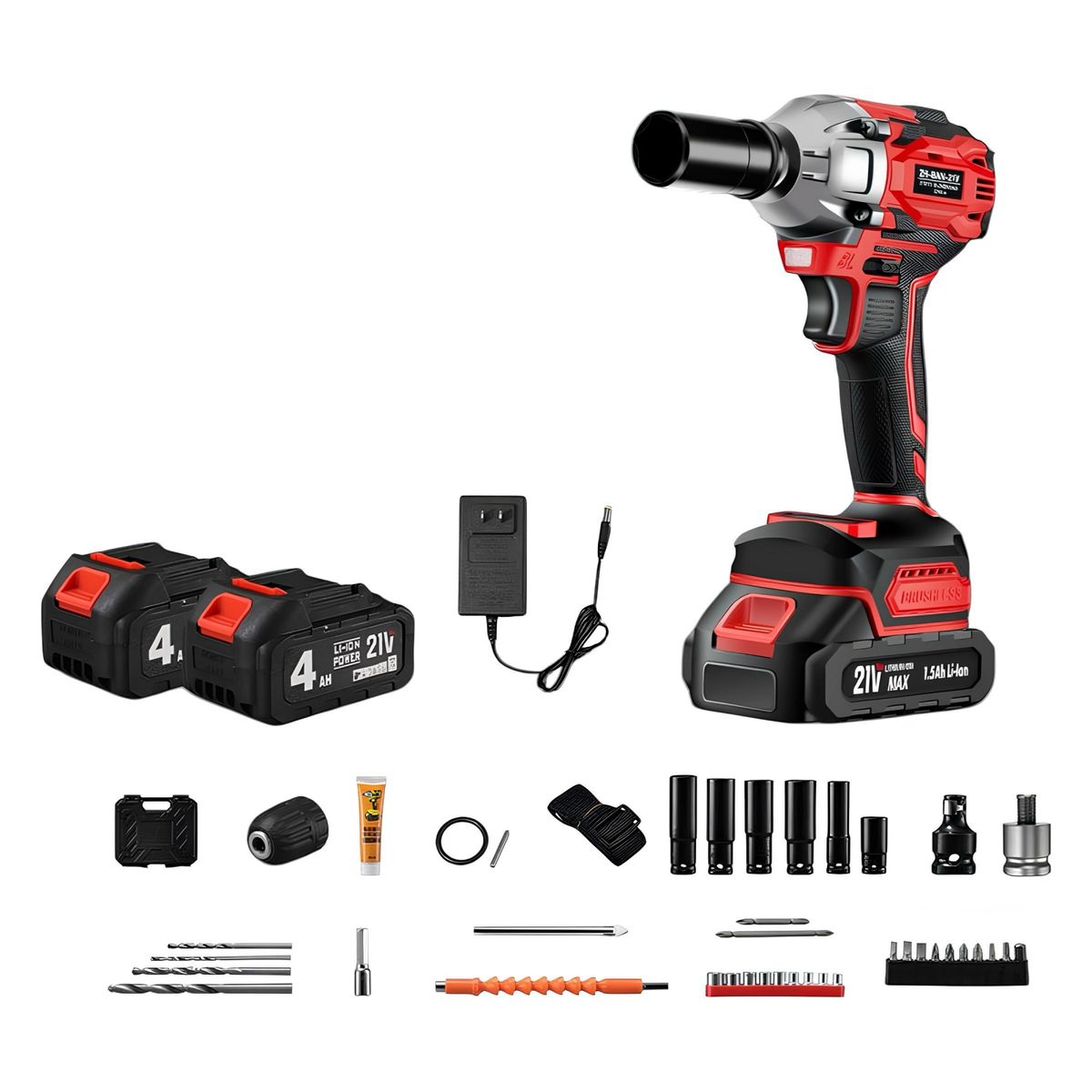 LUBABYCAS - Kit Llave De Impacto Inalámbrica Taladro Pistola 2 Baterías Lubabycas