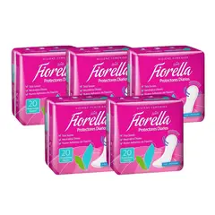 GENERICO - Pack X5 Protectores Diarios Fiorella 20 Unid Tela Suave