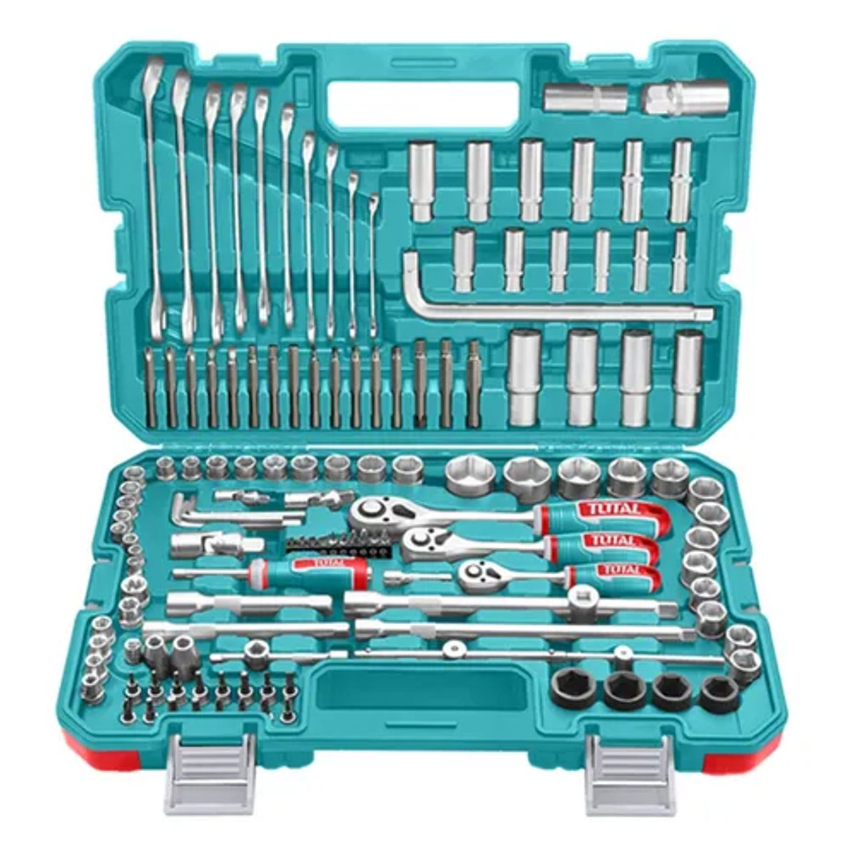 TOTAL TOOLS - Kit Set Juego Dados Chicharra 1/4 3/8 1/2 139 Piezas Total