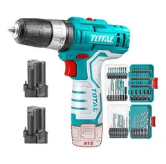 TOTAL TOOLS - Taladro Atornillador 12v 2 Bat + Brocas Y Puntas Total.