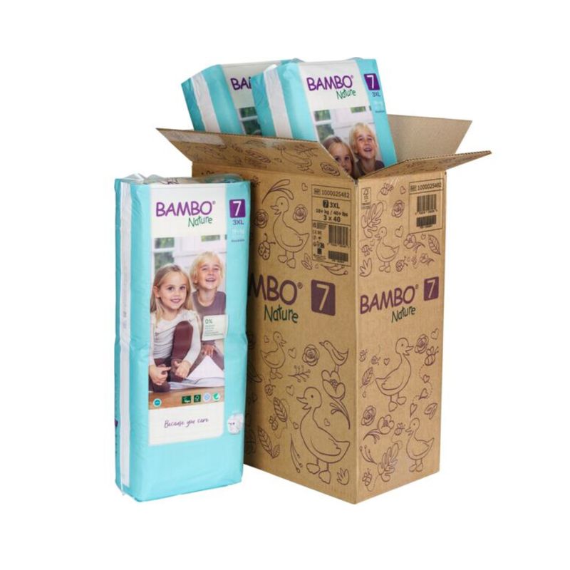 BAMBO NATURE - Caja Pañal Bambo Nature Ecofriendly 7 Talla 3xl +18kg 120und