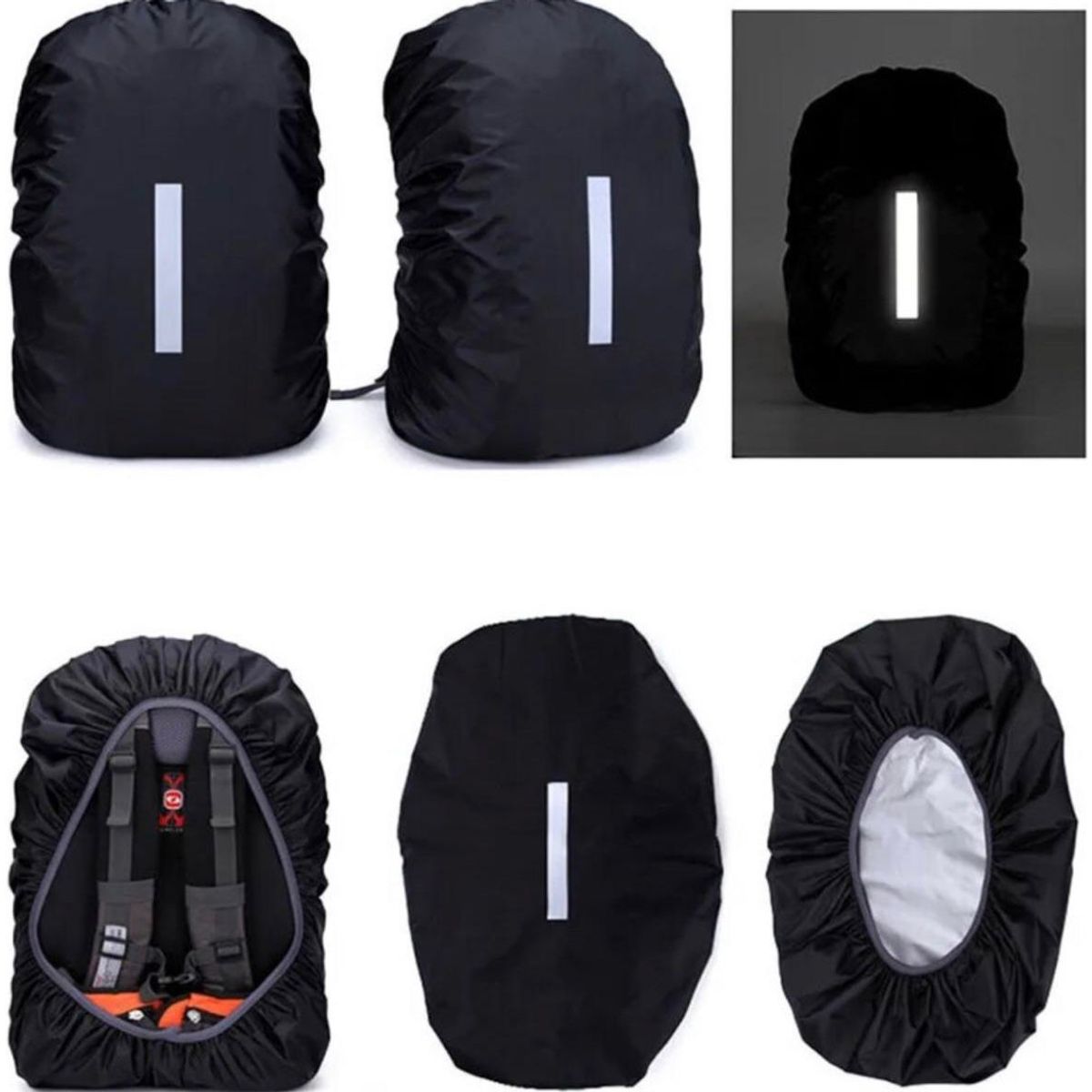 GENERICO - Pack X2 Cubre Mochila Cobertor Impermeable Reflectante 80lts Negro
