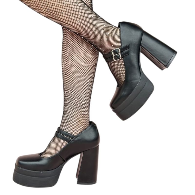 HERIEL - Zapato Negro Taco Mujer.