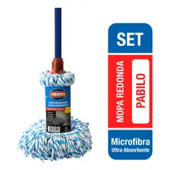 VIRUTEX - Mopa Redonda Set Microfibra Ultra Absorbente