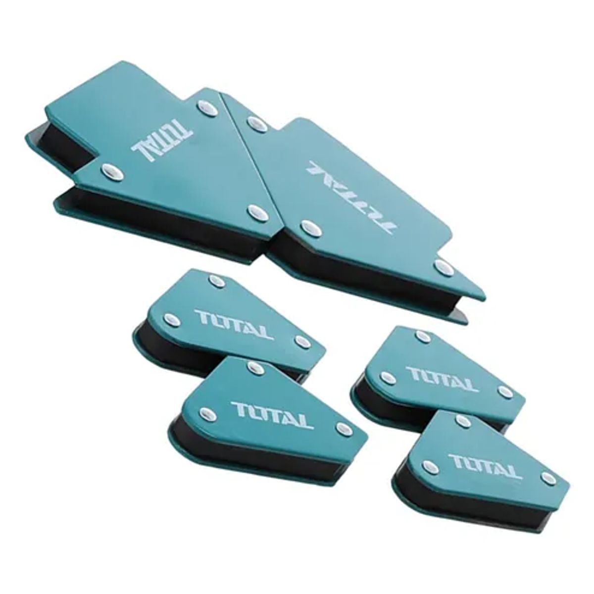 TOTAL TOOLS - Escuadra Magnetica 25 Y 10lbs Para Soldar 6 Piezas Total.