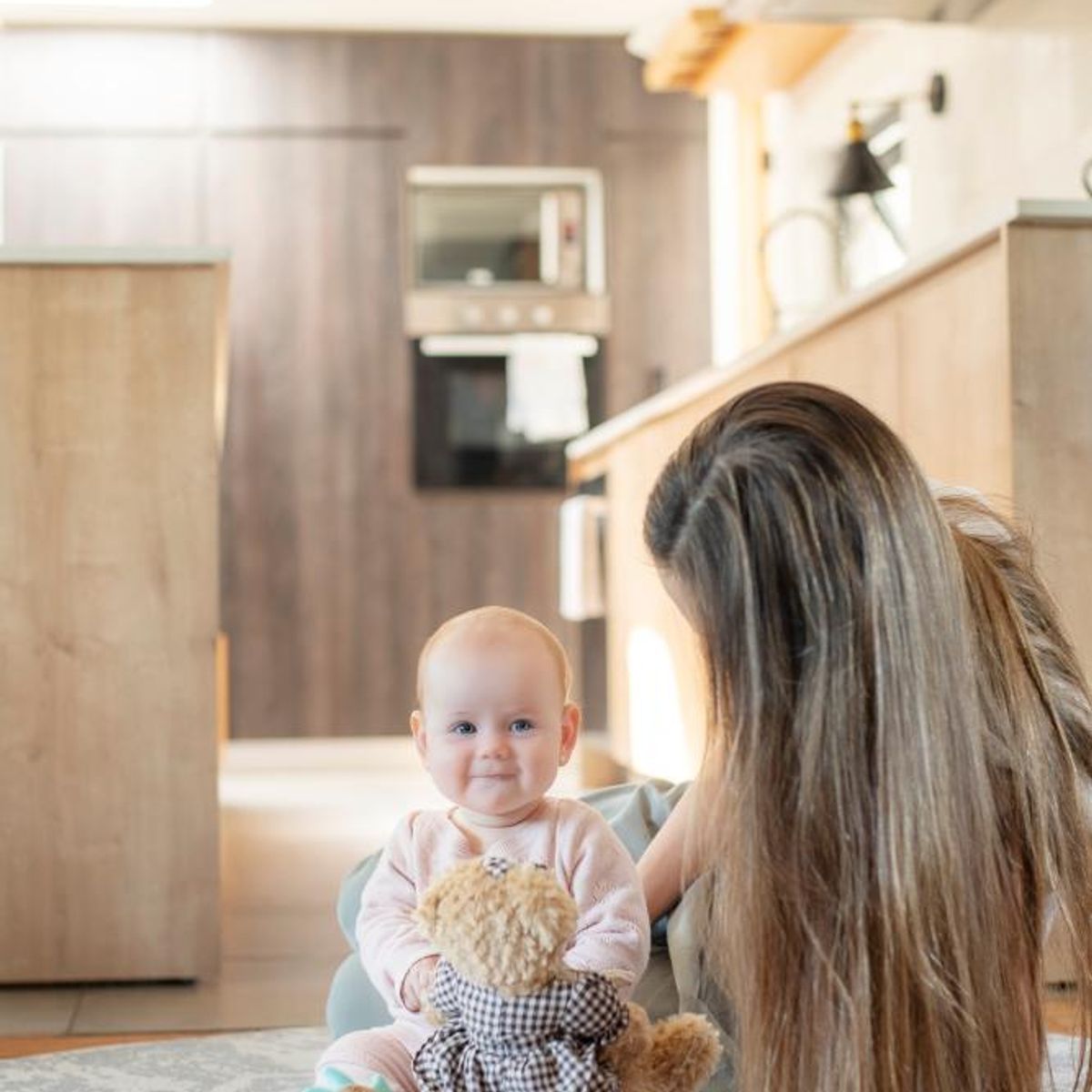 KALEIDO - Alfombra Playmat Reversible Antigolpes Flor celeste 140cm