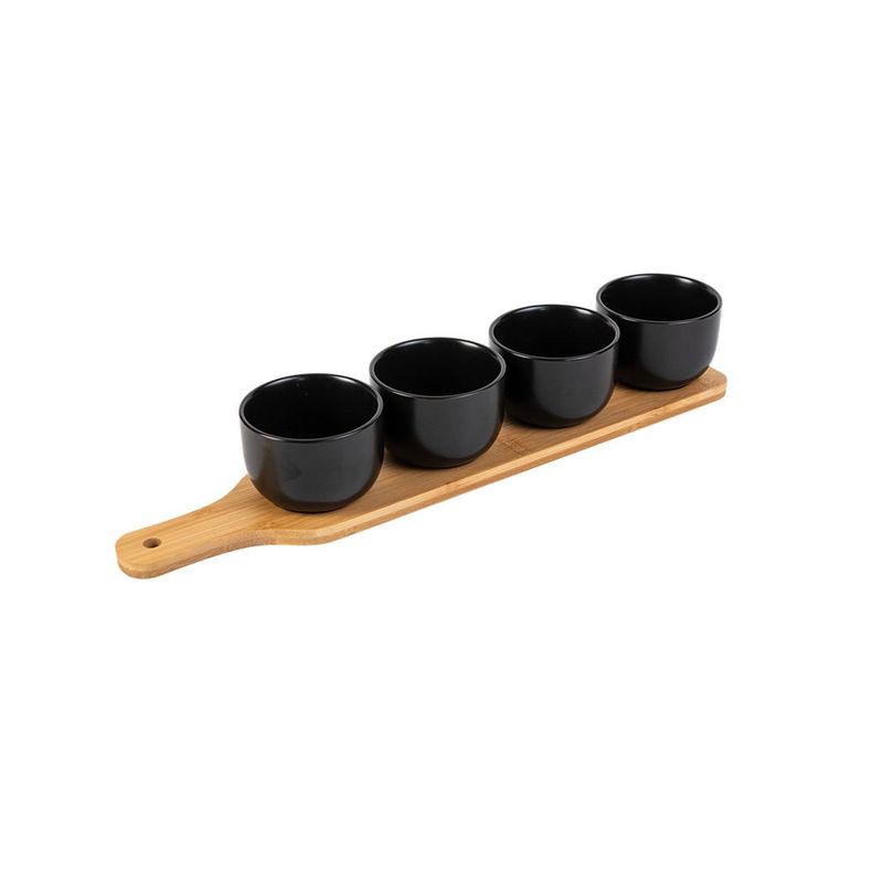 SECRET DE GOURMET - Set Tabla + 4 Posillos Aperitivo Black Ed Secret de Gourmet