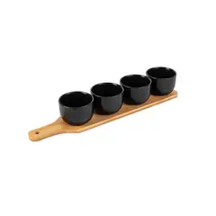 SECRET DE GOURMET - Set Tabla + 4 Posillos Aperitivo Black Ed