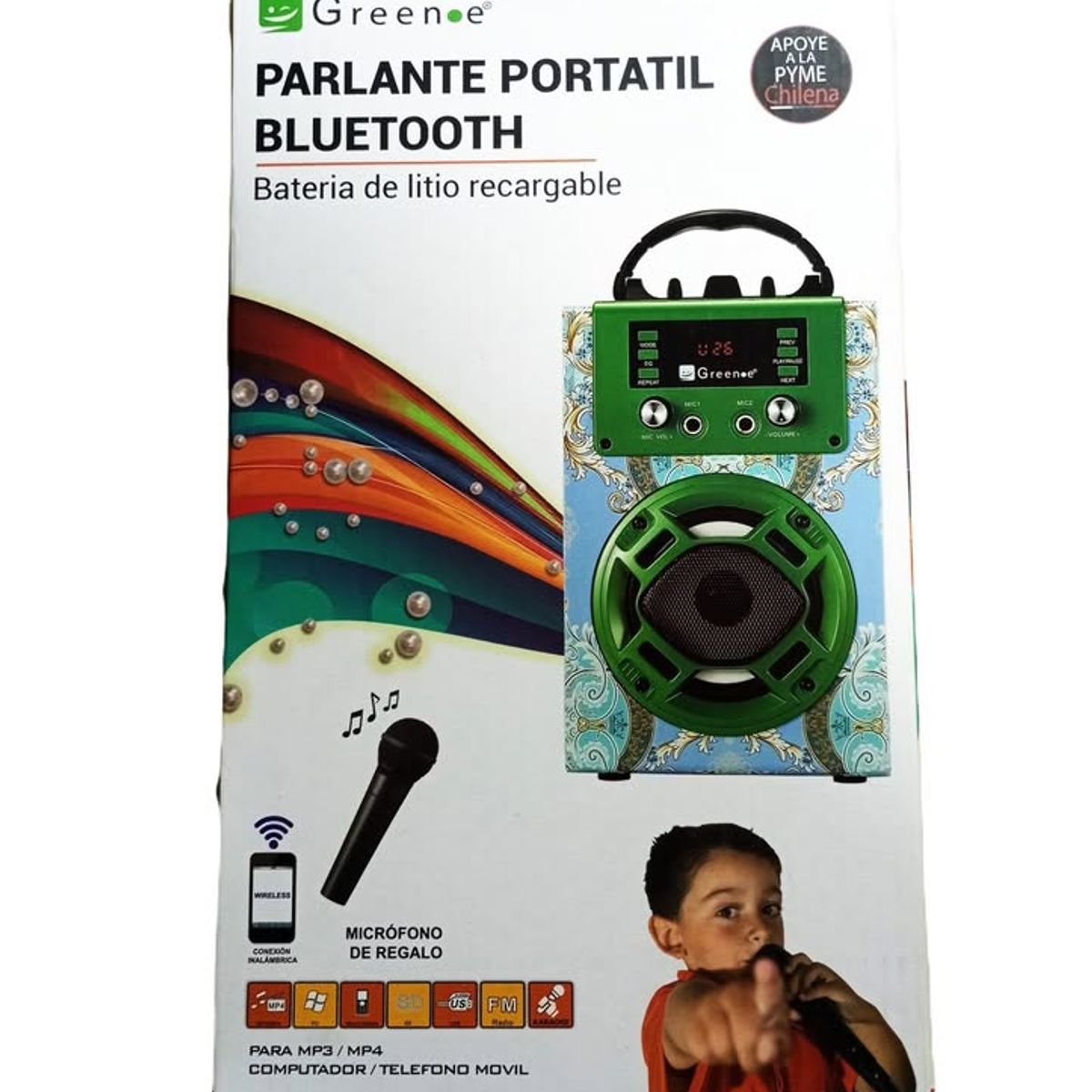 GENERICO - Parlante Portatil Bluetooth mini karaoke Greene