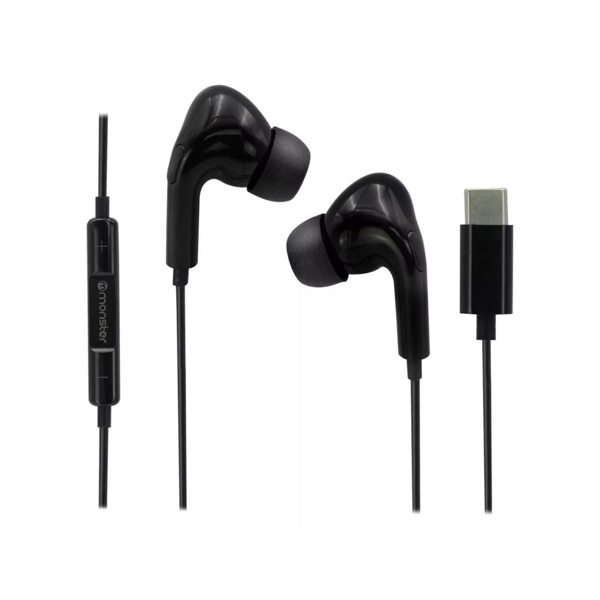 MONSTER - Audifonos Alambricos Manos Libres USB C 120cm Negro Earpods