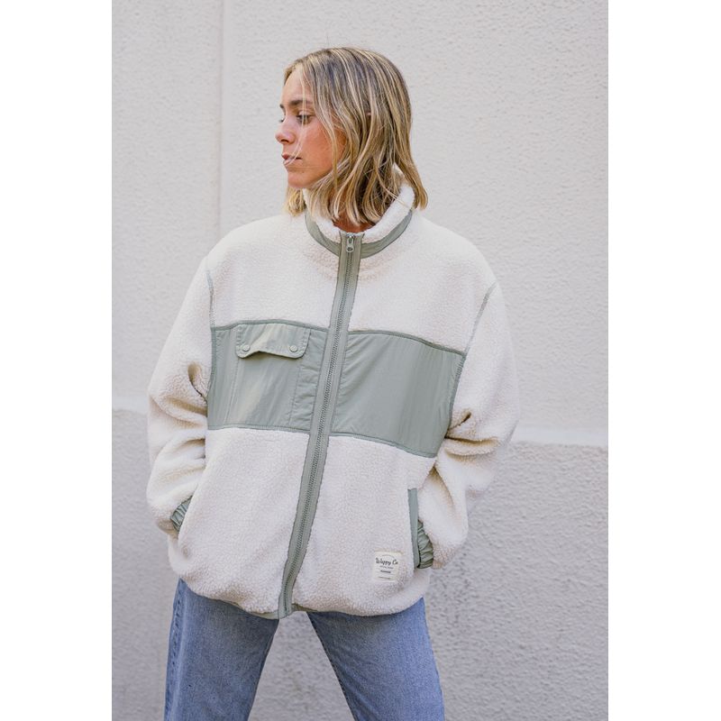 WAPPY TIENDA - Polar Sherpa Mujer Verde Cierre completo cuello alto Wappy