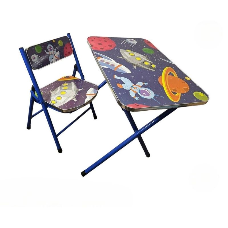 ANGELES DEL HOGAR - MESA + SILLA PLEGABLES INFANTILES NIÑA Y NIÑO SET ESCRITORIO.