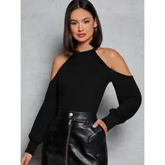 VARIOS - Camiseta Canalé Waffle Negra She Shines